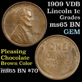 1909 VDB Lincoln Cent 1c Grades GEM Unc BN