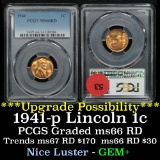 PCGS 1941-p Lincoln Cent 1c Graded ms66 RD by pcgs
