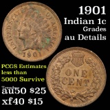 1901 Indian Cent 1c Grades AU Details