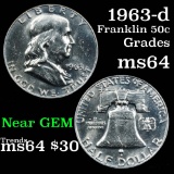 1963-d Franklin Half Dollar 50c Grades Choice Unc