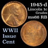 1945-d Lincoln Cent 1c Grades GEM+ Unc RB