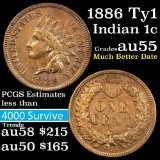 1886 TY1 Indian Cent 1c Grades Choice AU