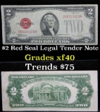 1928-F $2 Red Seal Legal Tender Note Grades xf