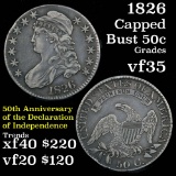 1826 Capped Bust Half Dollar 50c Grades vf++