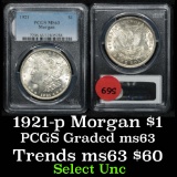 PCGS 1921-p Morgan Dollar $1 Graded ms63 by pcgs
