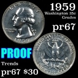 1959 Washington Quarter 25c Grades GEM++ Proof