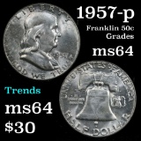 1957-p Franklin Half Dollar 50c Grades Choice Unc