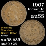 1907 Indian Cent 1c Grades Choice AU