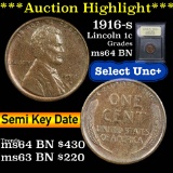 ***Auction Highlight*** 1916-s Lincoln Cent 1c Graded Choice Unc BN by USCG (fc)