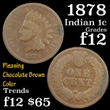 1878 Indian Cent 1c Grades f, fine