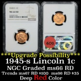 NGC 1945-s Lincoln Cent 1c Graded ms66 RD by ngc