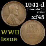 1941-d Lincoln Cent 1c Grades xf+