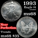 1993 Silver Eagle Dollar $1 Grades GEM+++ Unc