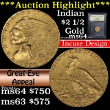 ***Auction Highlight*** 1926-p Gold Indian Quarter Eagle $2 1/2 Graded Choice Unc by USCG (fc)