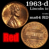 1963-d Lincoln Cent 1c Grades Choice Unc RD