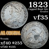 1823 Capped Bust Half Dollar 50c Grades vf++