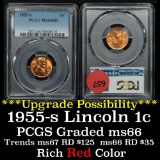 PCGS 1955-s Lincoln Cent 1c Graded ms66 RD by pcgs