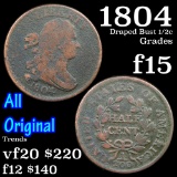 1804 Draped Bust Half Cent 1/2c Grades f+