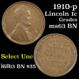 1910-p Lincoln Cent 1c Grades Select Unc BN