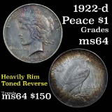 1922-d Peace Dollar $1 Grades Choice Unc