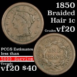 1850 Braided Hair Large Cent 1c Grades vf, very fine