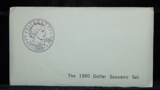 Rare 1980 Susan B. Anthony Dollar Souvenir Set, including all 3 mints, P, D & S