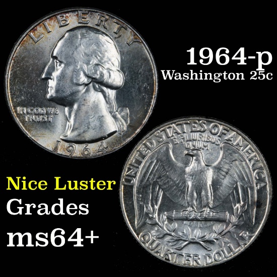 1964-p Washington Quarter 25c Grades Choice+ Unc
