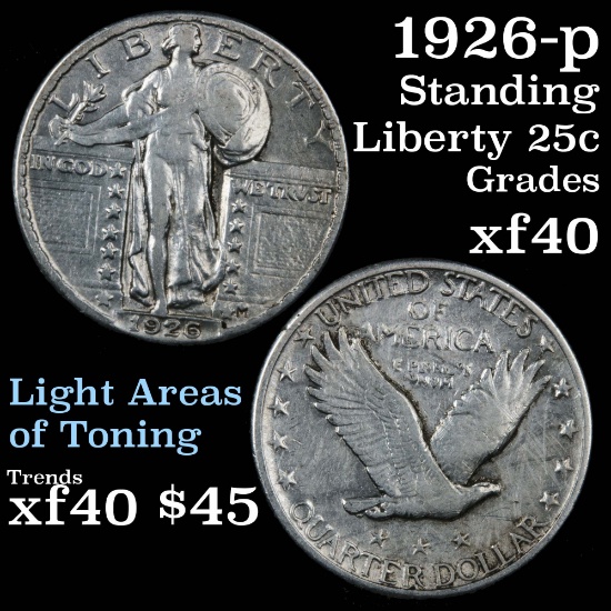 1926-p Standing Liberty Quarter 25c Grades xf