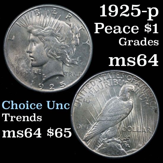 1925-p Peace Dollar $1 Grades Choice Unc