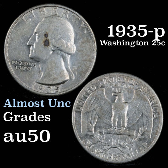 1935-p Washington Quarter 25c Grades AU, Almost Unc