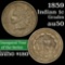 1859 Indian Cent 1c Grades AU, Almost Unc