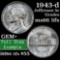 1943-d Jefferson Nickel 5c Grades GEM+ 5fs