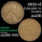 1931-d Lincoln Cent 1c Grades AU, Almost Unc