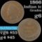 1866 Indian Cent 1c Grades g+