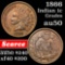 1866 Indian Cent 1c Grades AU, Almost Unc (fc)