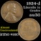 1924-d Lincoln Cent 1c Grades AU, Almost Unc