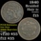 1840 Braided Hair Large Cent 1c Grades f+