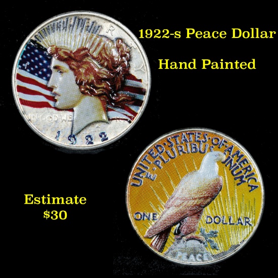 1922-s Hand Painted Peace $1 Peace Dollar $1