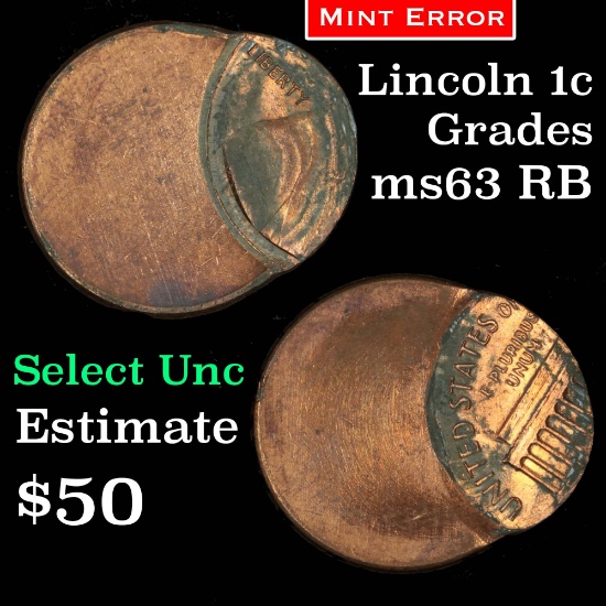 Mint Error Lincoln Cent 1c Grades Select Unc RB