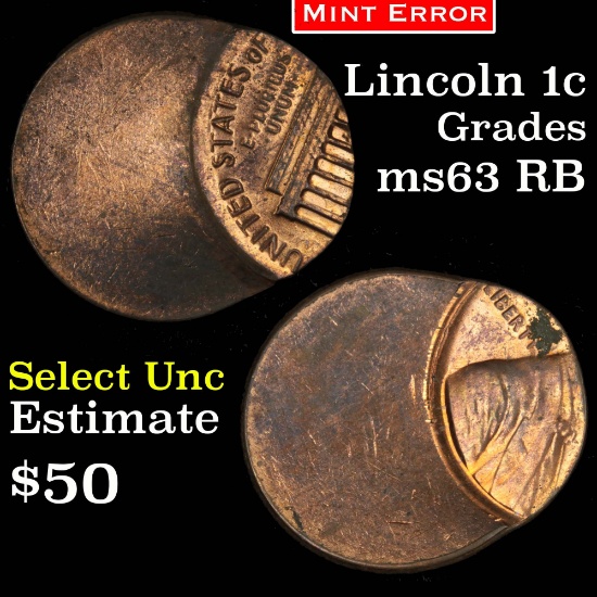 Mint Error Lincoln Cent 1c Grades Select Unc RB