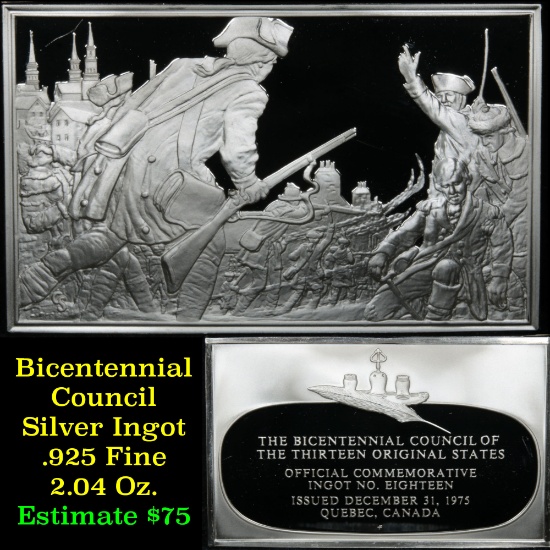 Bicentennial Council 13 orig States #18, Quebec Campaign Diverts British Strength 1.84 oz sterling
