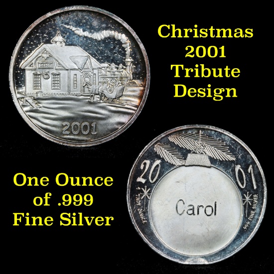 1 ounce .999 fine Silver Round Christmas, 2001 Design