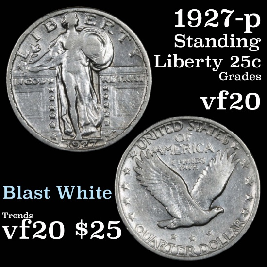 1927-p Standing Liberty Quarter 25c Grades vf, very fine