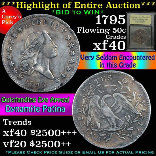 ***Auction Highlight*** 1795 Flowing Hair 50c Graded xf by USCG (fc)