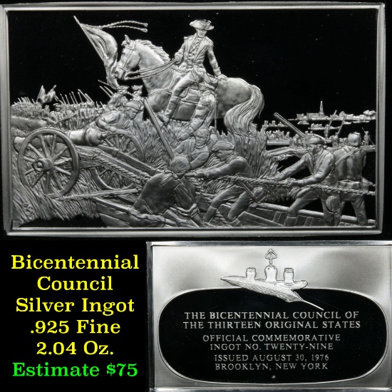 Bicentennial Council 13 orig States #29 Washington Withdraw Saves Continental Army, 1.84 oz sterling