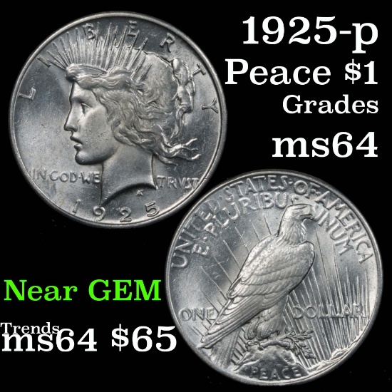 1925-p Peace Dollar $1 Grades Choice Unc