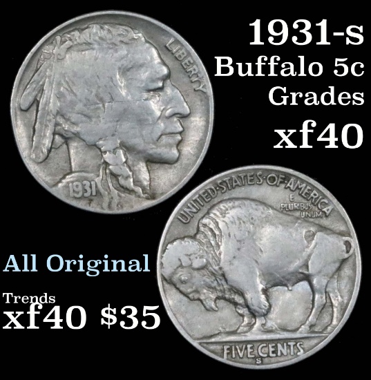 1931-s Buffalo Nickel 5c Grades xf