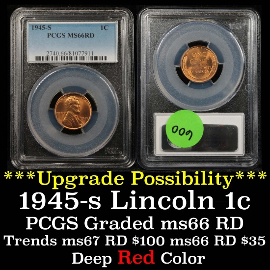 PCGS 1945-s Lincoln Cent 1c Graded ms66 RD By PCGS