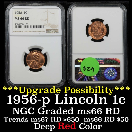 NGC 1956-p Lincoln Cent 1c Graded ms66 RD By NGC