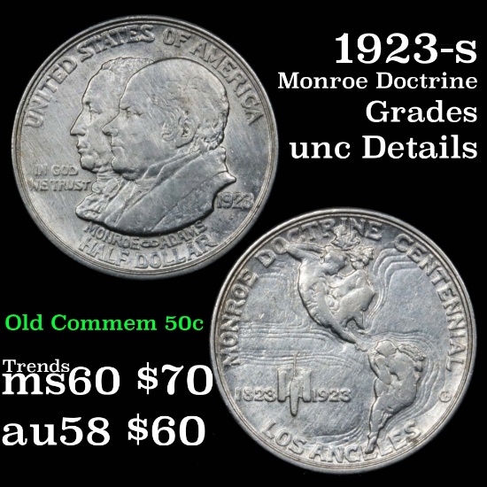 1923-s Monroe Old Commem Half Dollar 50c Grades Unc Details